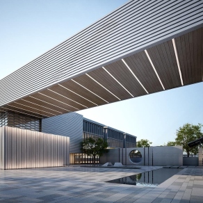 现代学校大门入口3D模型下载